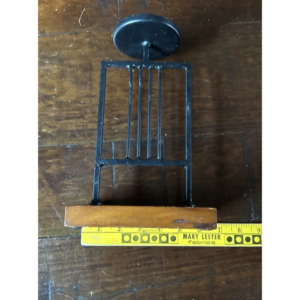 Pier 1 Pillar Candle Holder Stand Iron‎ & Wood Arts & Crafts Style 9